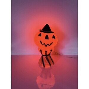 Halloween Blow Mold Light Up Pumpkin Jack-O-Lantern Witch Hat Empire 1969